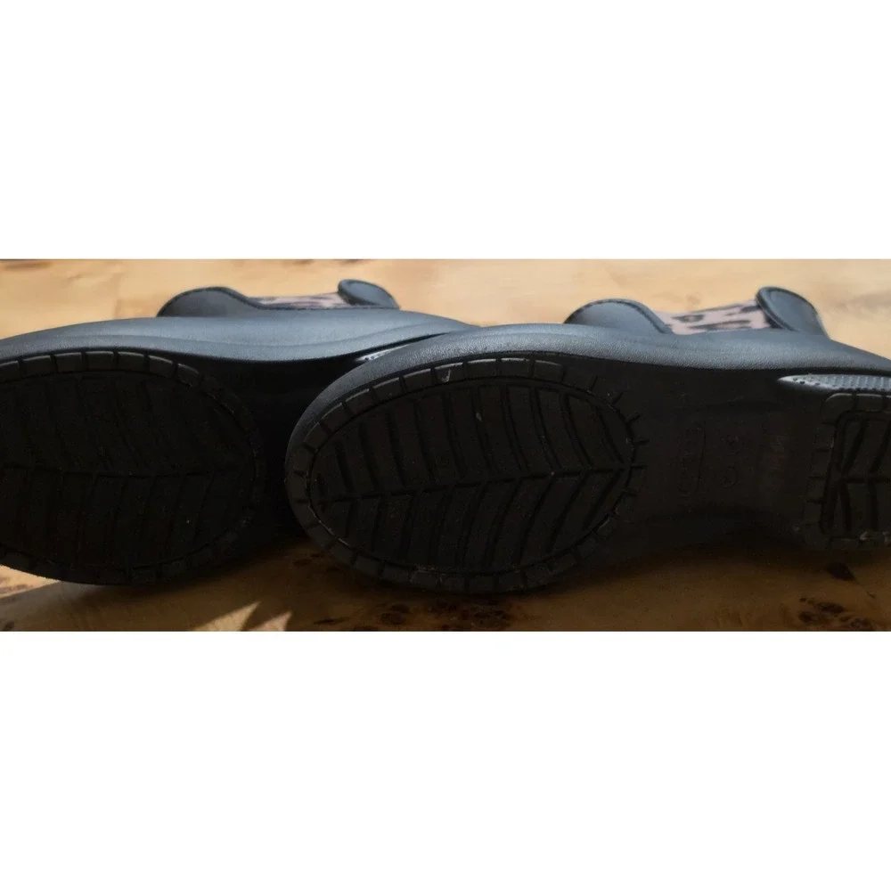 Crocs Freesail Chelsea Rain Boots Women's 6 Black Leopard Waterproof 204630